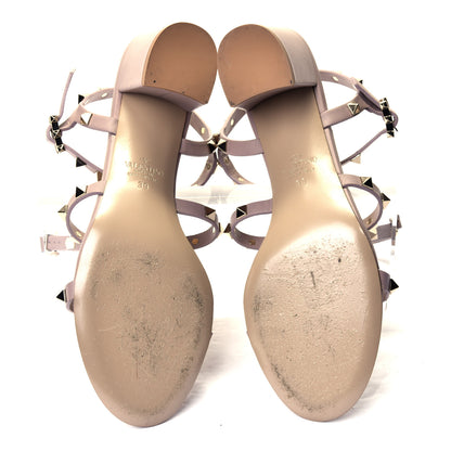 Valentino Garavani Calfskin Rockstud 60mm City Sandals 39 Poudre 4 of 4