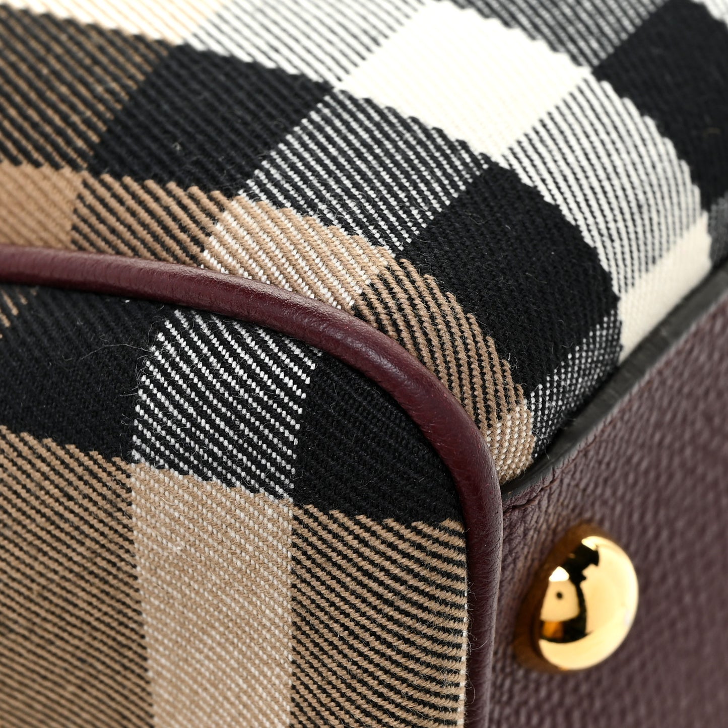 House Check Derby Calfskin Medium Alchester Bowling Bag Mahogany Red