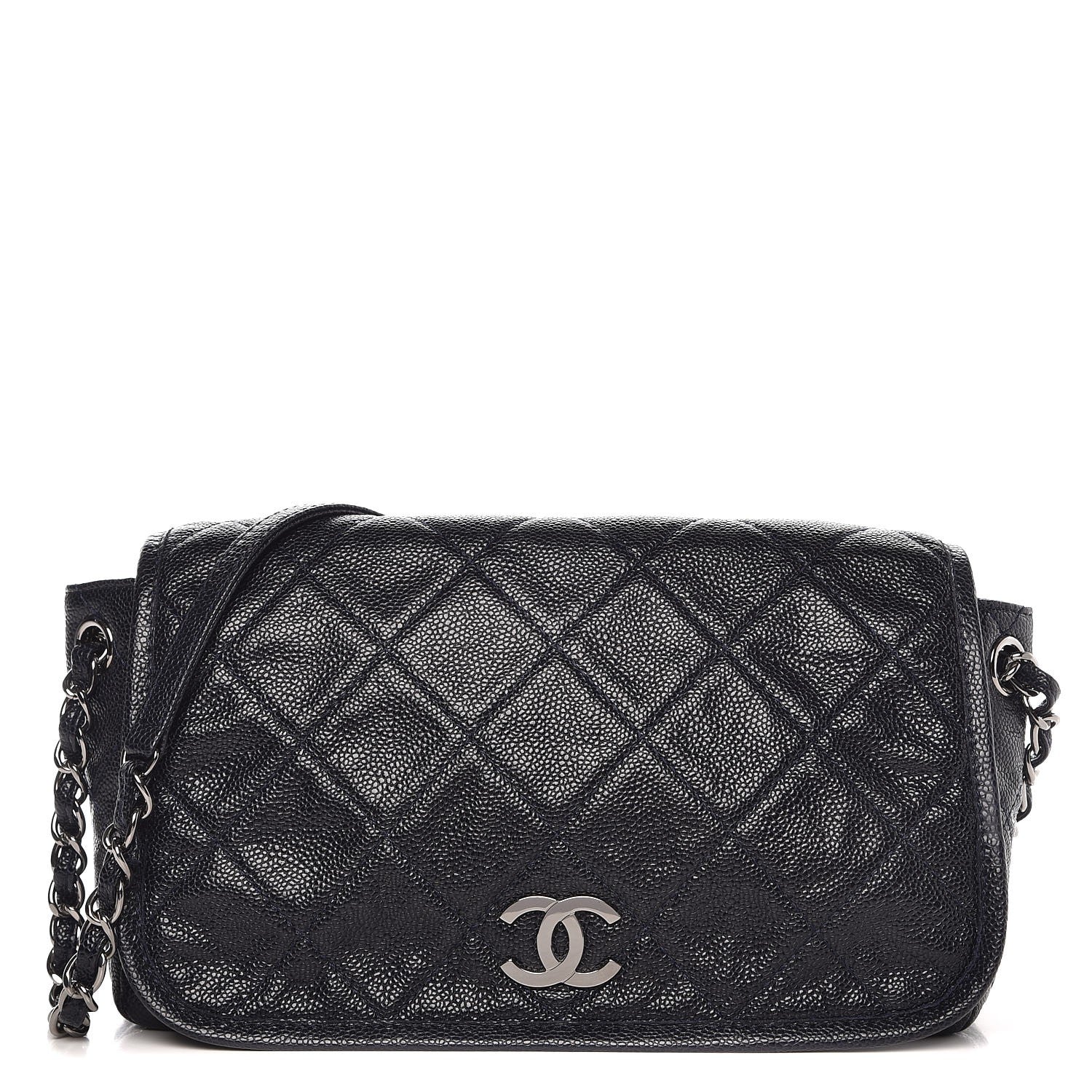 Chanel Grained Calfskin Medium Natural Beauty Messenger Navy Blue 1 of 7