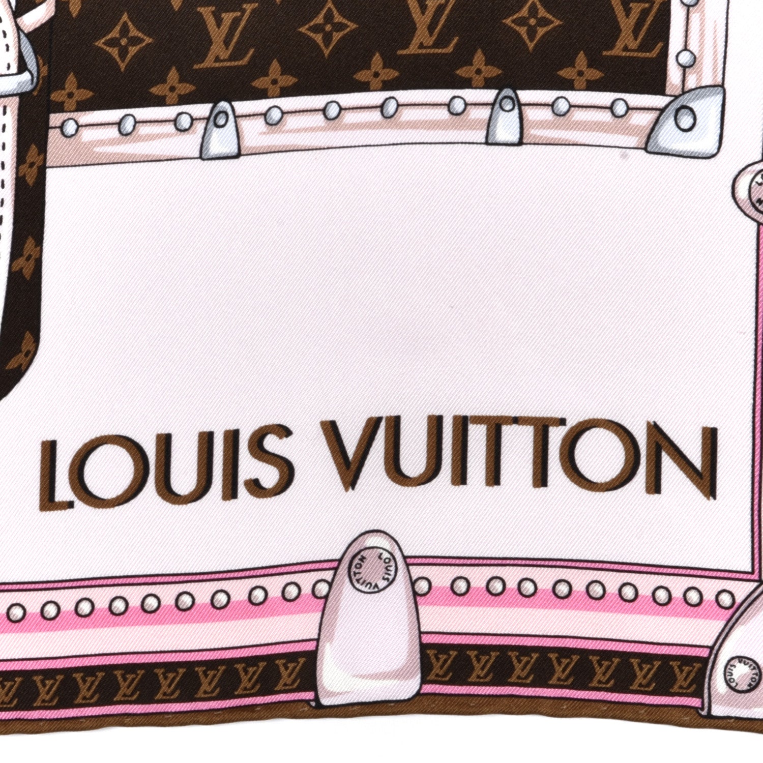 Louis Vuitton Silk Monogram Lets Go Square Scarf Rose 2 of 3