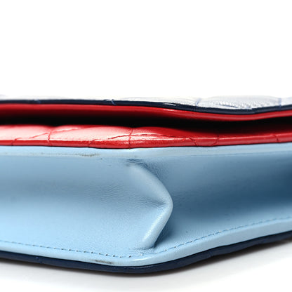 Chanel Lambskin Quilted Tri-Color Wallet On Chain WOC Red Blue 11 of 11