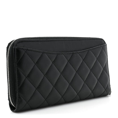 Chanel Lambskin Quilted Large Gusset Zip Around Wallet Black 3 of 18
