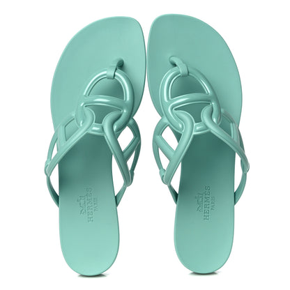 Hermes Rubber Womens Egerie Sandals 36 Vert Embrun 5 of 11