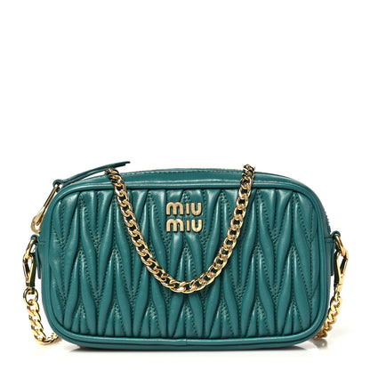 Miu Miu Nappa Matelasse Double Zip Chain Shoulder Bag Laguna 1 of 10