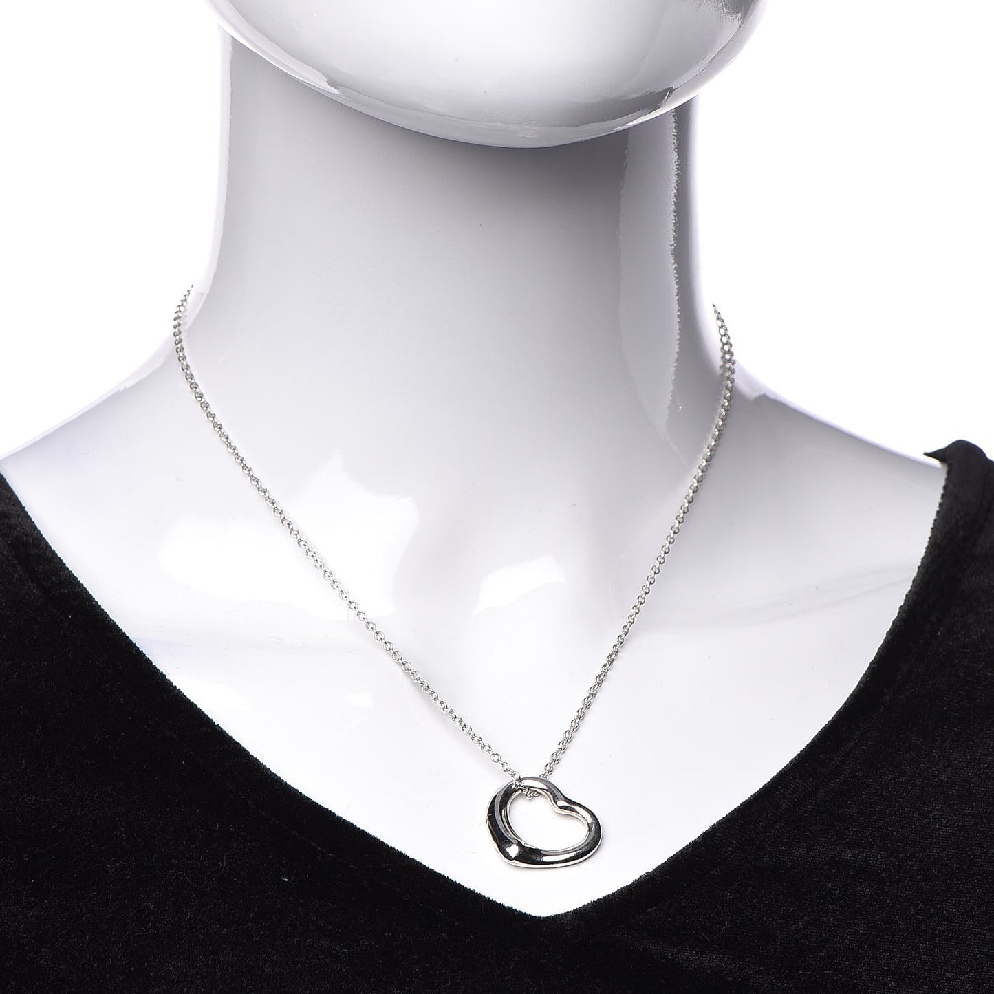 Sterling Silver 22mm Elsa Peretti Open Heart Pendant Necklace
