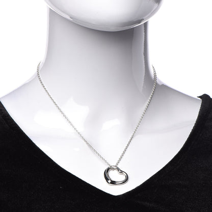 Tiffany Sterling Silver 22mm Elsa Peretti Open Heart Pendant Necklace 2 of 7