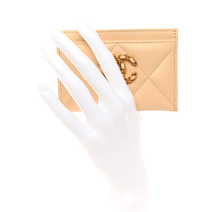 Chanel Lambskin Quilted Chanel 19 Card Holder Beige 2 of 8