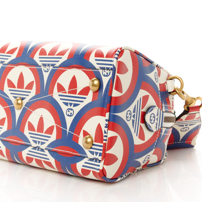 Gucci X ADIDAS Shangai Calfskin Web Trefoil Interlocking G Mini Duffle Bag Red White Blue 10 of 10