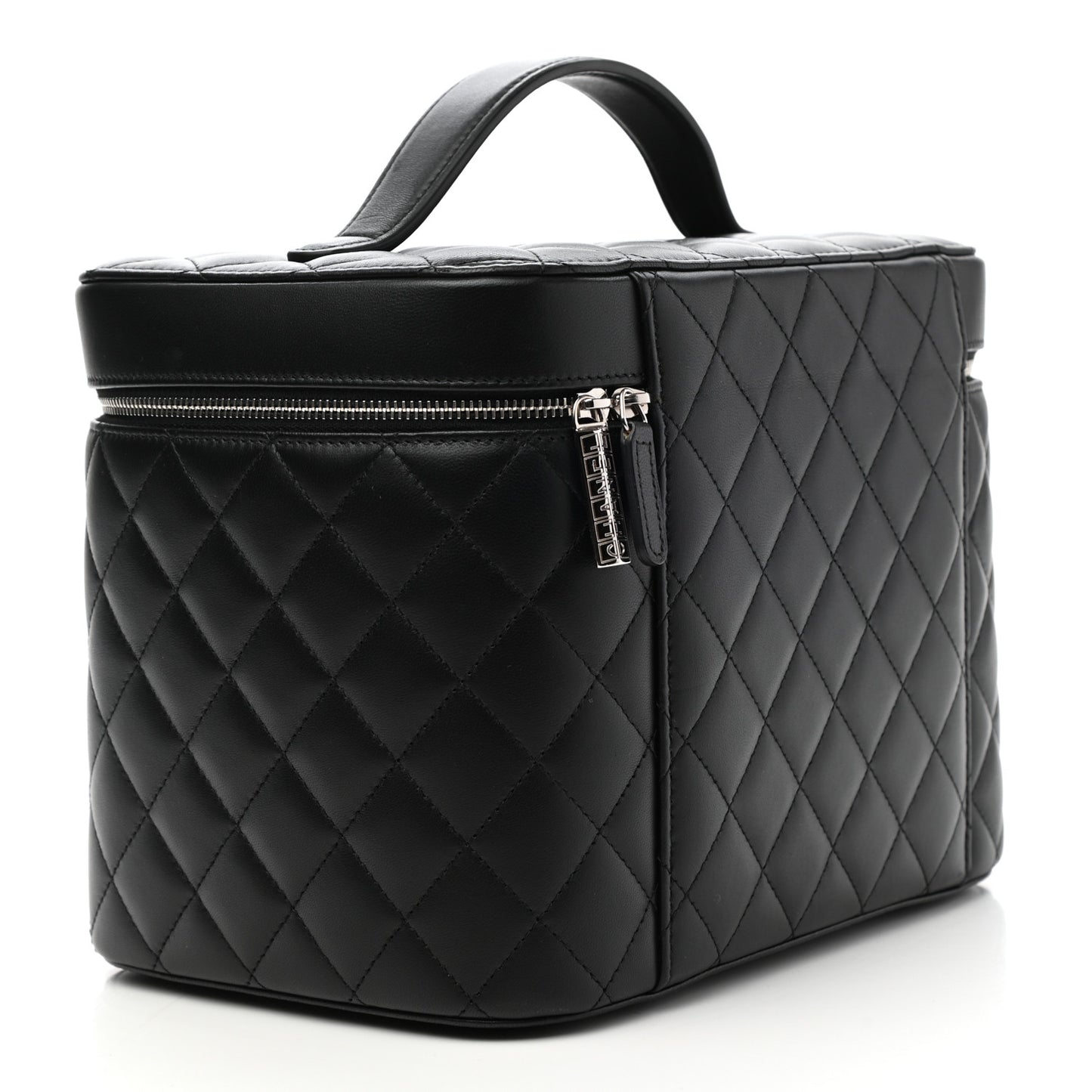 Lambskin Quilted Vanity Pouch Black