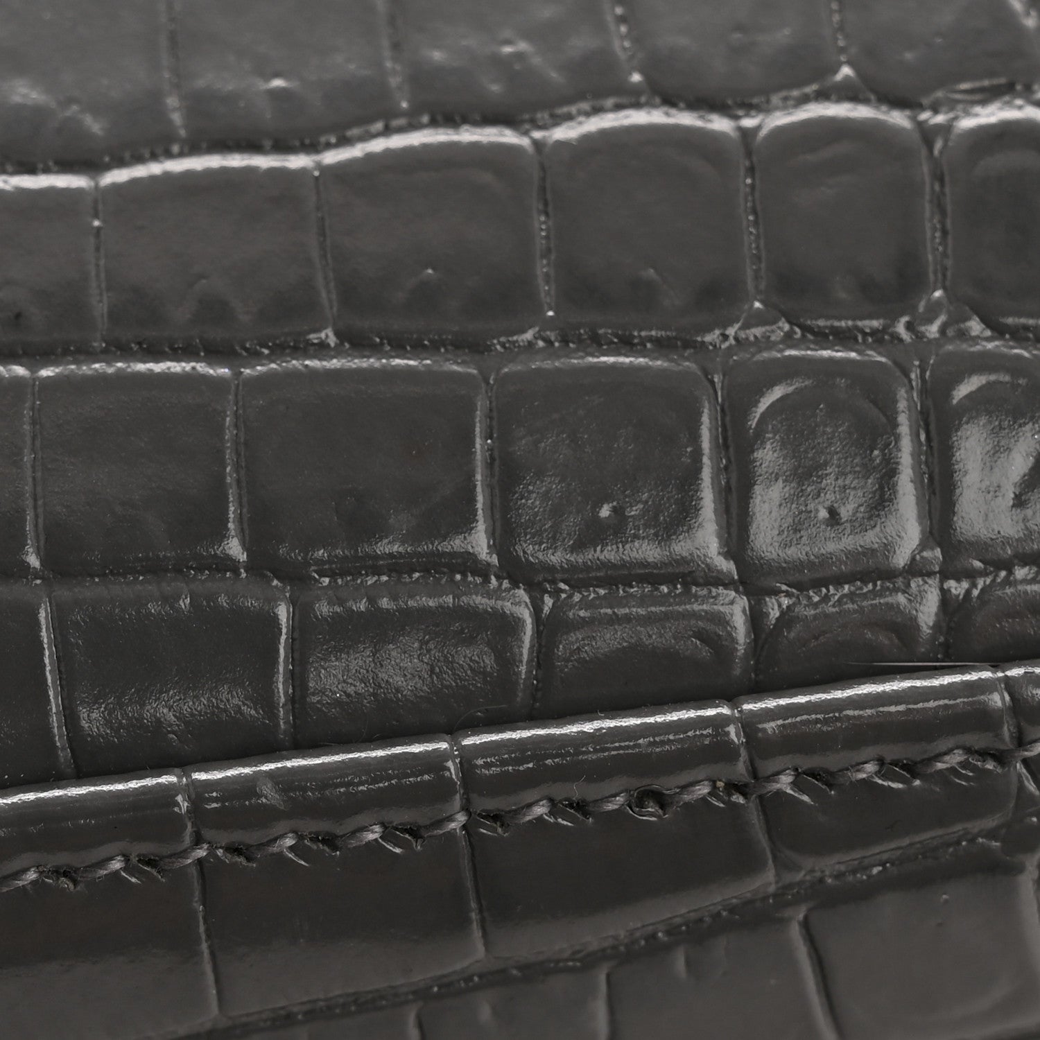Saint Laurent Calfskin Crocodile Embossed Medium Classic Monogram Cassandra Top Handle Fog 16 of 16