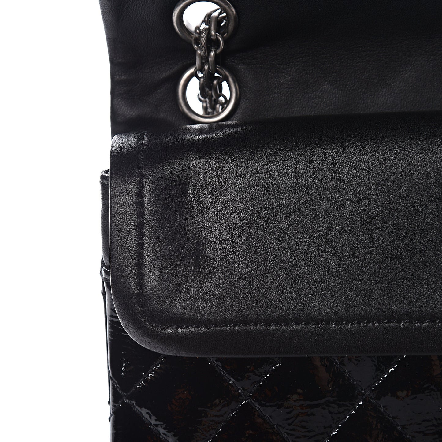Distressed Patent Quilted 2.55 Reissue 226 Flap Black