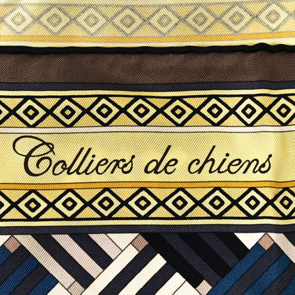 Hermes Silk Colliers de Chiens Scarf 90 Jaune 5 of 5