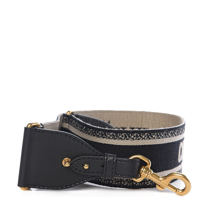Christian Dior Canvas Embroidered Shoulder Strap Black 1 of 3