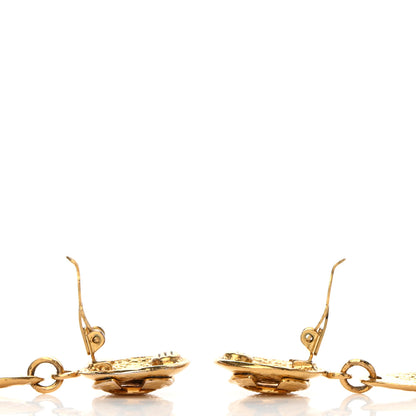 Chanel Metal CC Quilted Drop Clip On Earrings Gold 3 of 5
