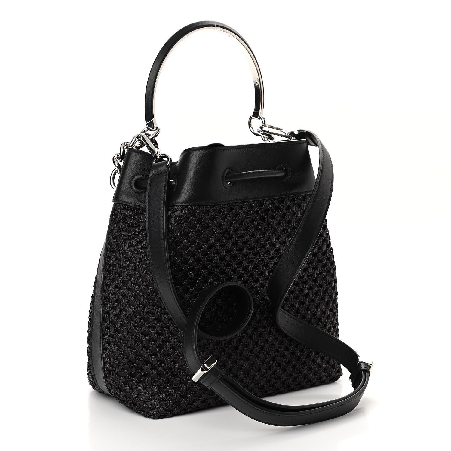 Jimmy Choo Raffia Net Bon Bon Bag Black 3 of 9