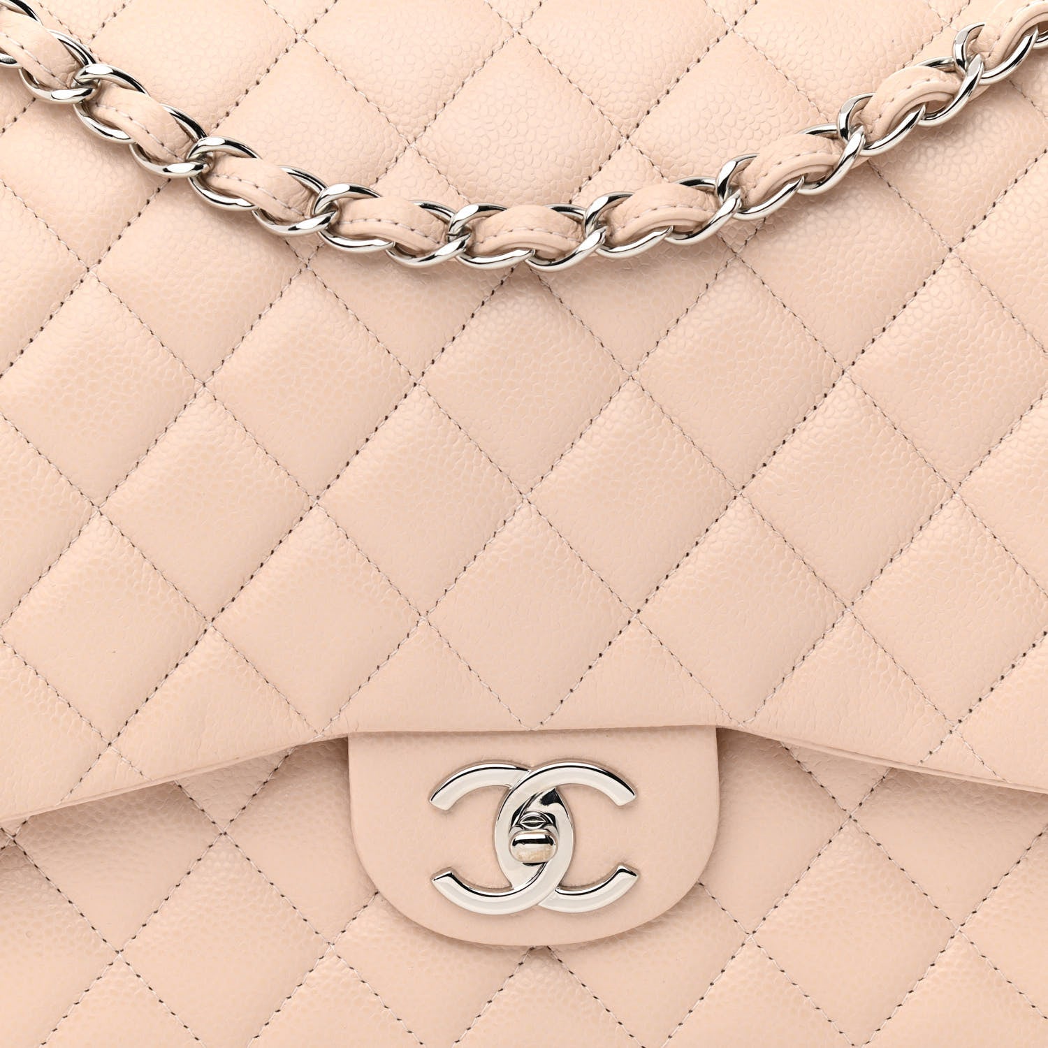 Chanel Caviar Quilted Maxi Double Flap Beige 7 of 10