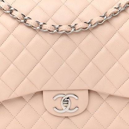 Chanel Caviar Quilted Maxi Double Flap Beige 7 of 10