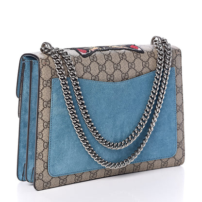 Gucci GG Supreme Monogram Angry Cat Embroidered Medium Dionysus Shoulder Bag Beige Ultramarine 3 of 11