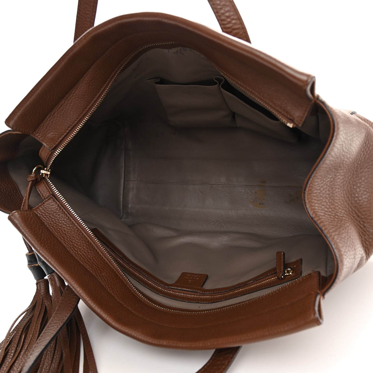 Gucci Pebbled Calfskin Large Lady Tassel Top Handle Bag Brown 8 of 20