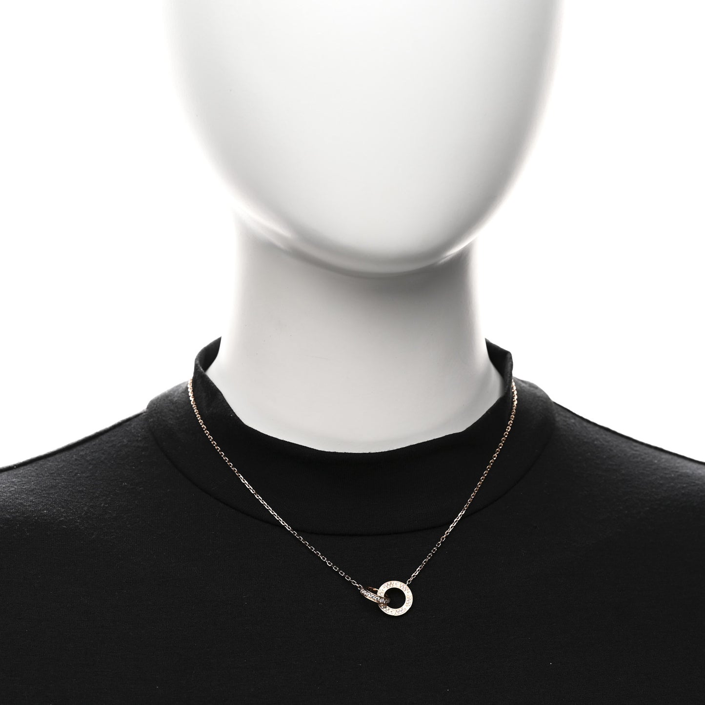 18K Pink Gold Diamond Interlocking LOVE Paved Necklace