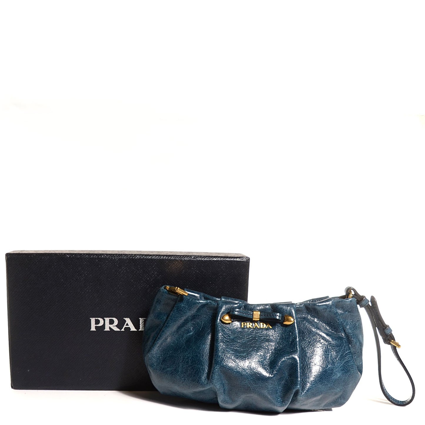 Vitello Shine Wristlet Clutch Denim