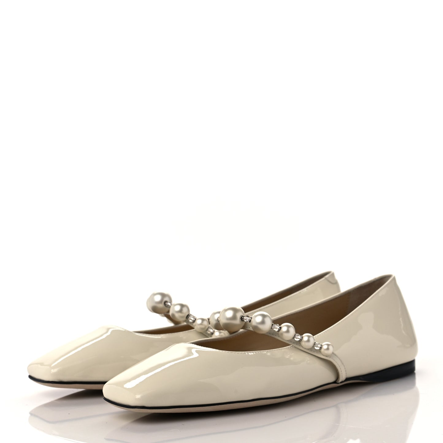 Patent Pearl Ade Mary Janes Flat 35 Latte White