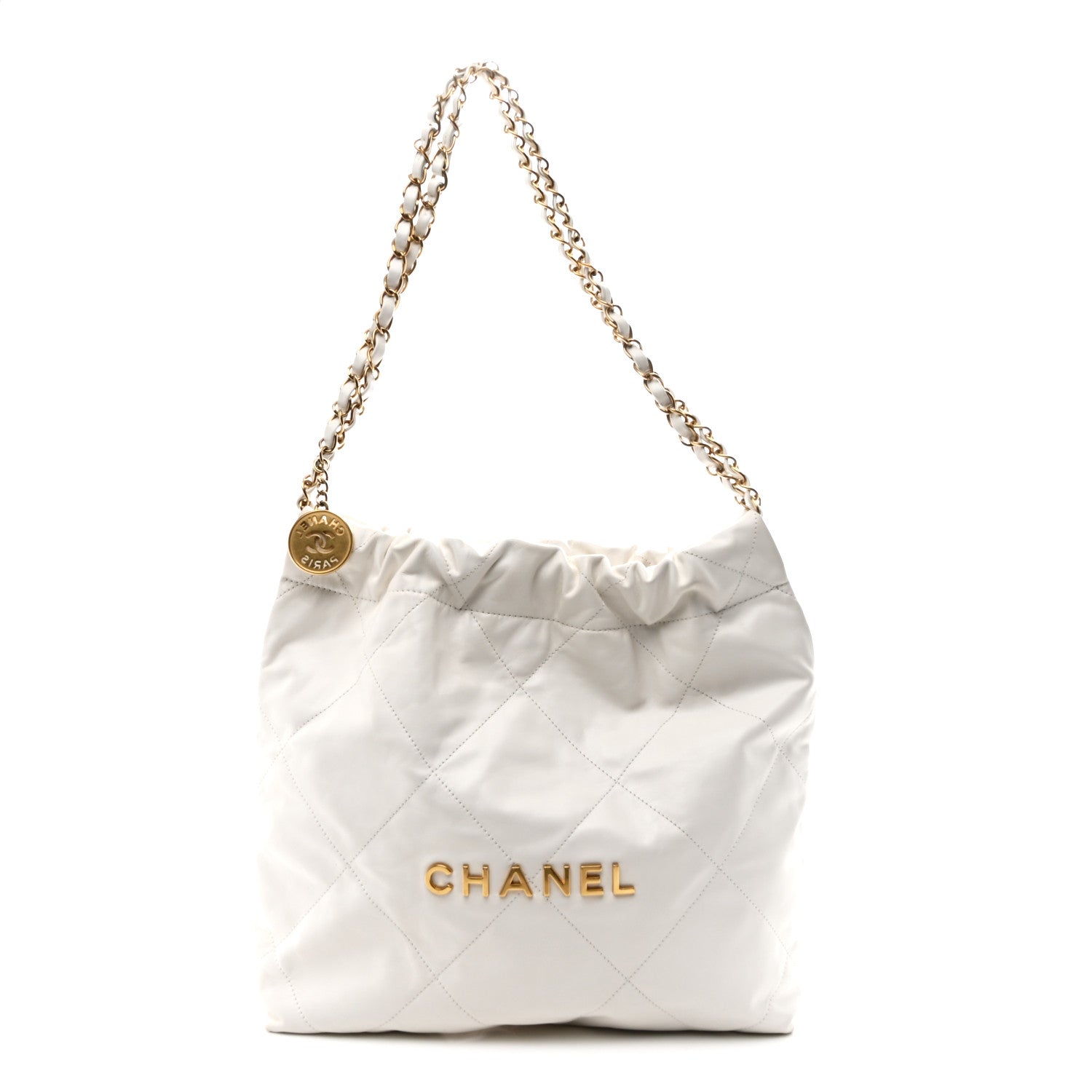 Chanel Shiny Calfskin Quilted Small Chanel 22 White 1 of 10