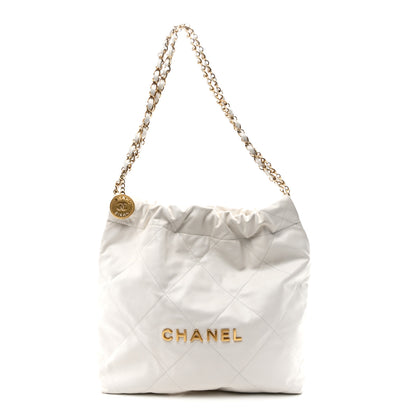 Chanel Shiny Calfskin Quilted Small Chanel 22 White 1 of 10