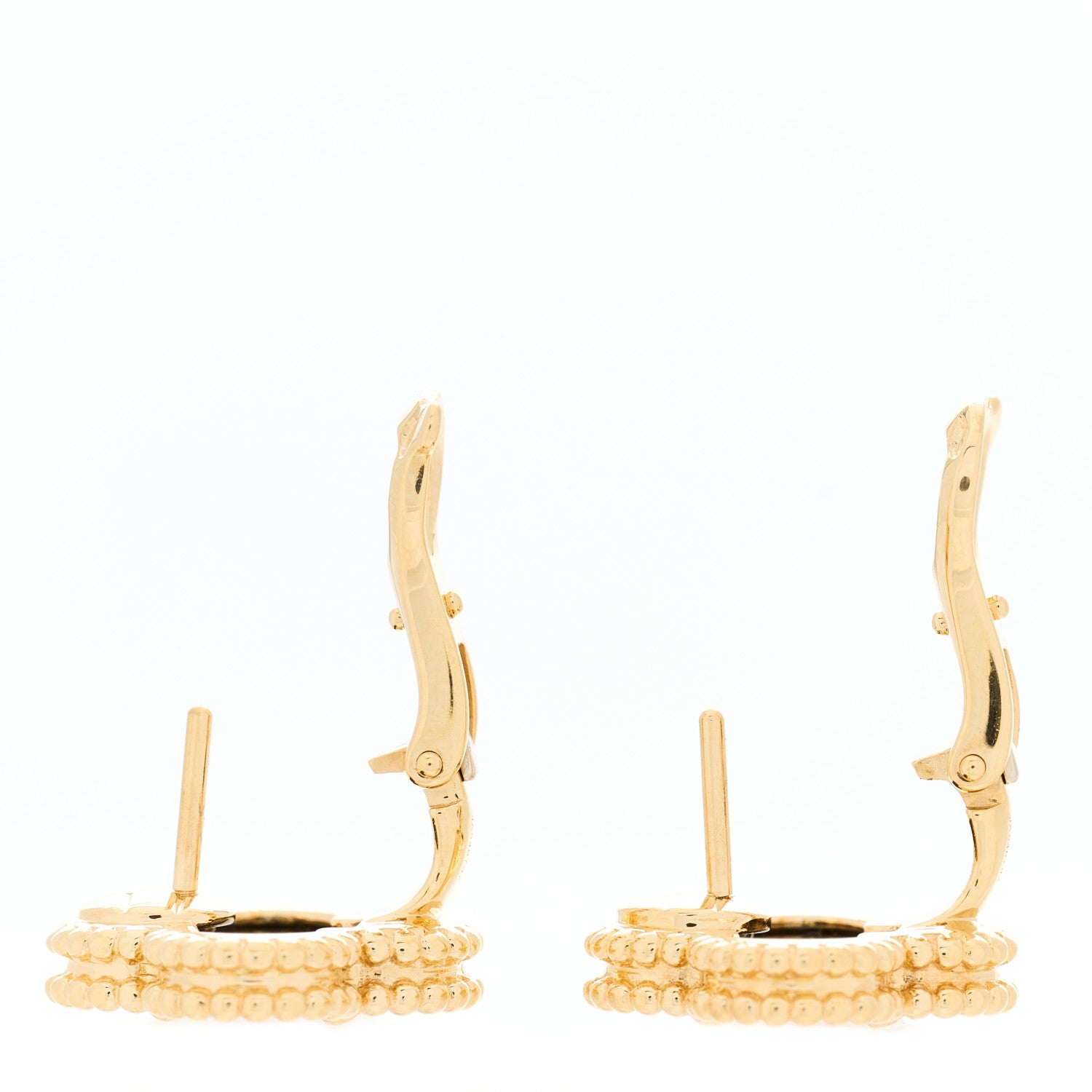 Van Cleef & Arpels 18K Yellow Gold Black Onyx Vintage Alhambra Earrings 2 of 3