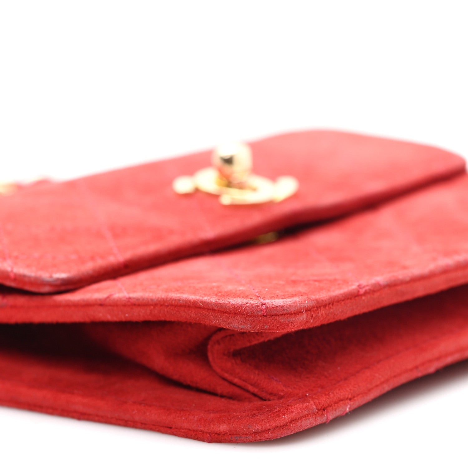 Chanel Suede Quilted Mini Square Flap Red 10 of 11