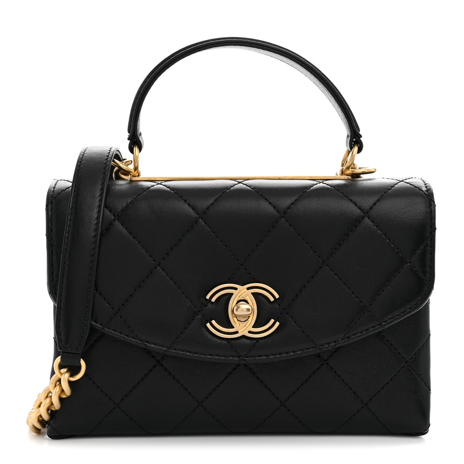 Chanel Lambskin Quilted Small Trendy Spirit Top Handle Bag Black 1 of 10