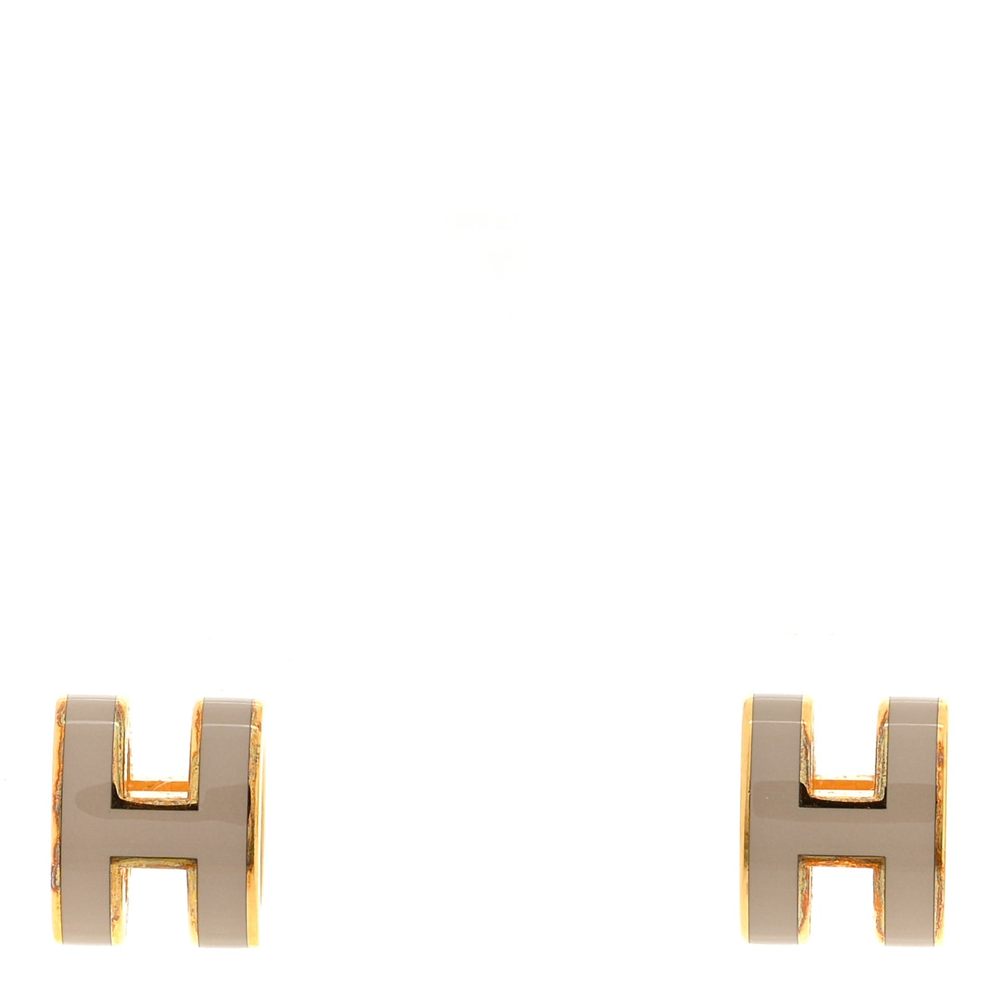 Gold Lacquered Mini Pop H Earrings Marron Glace
