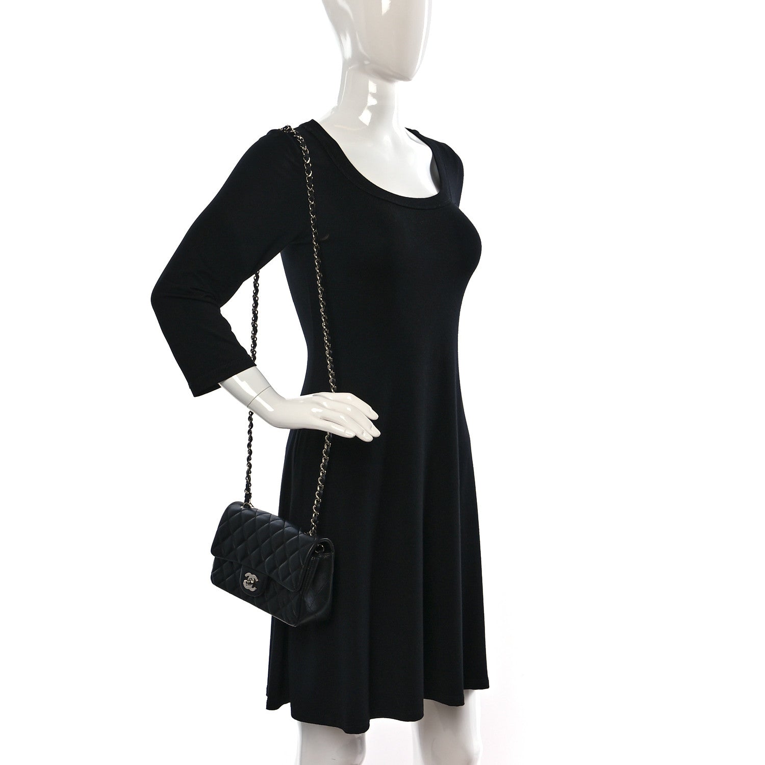 Chanel Lambskin Quilted Mini Rectangular Flap Black 2 of 12