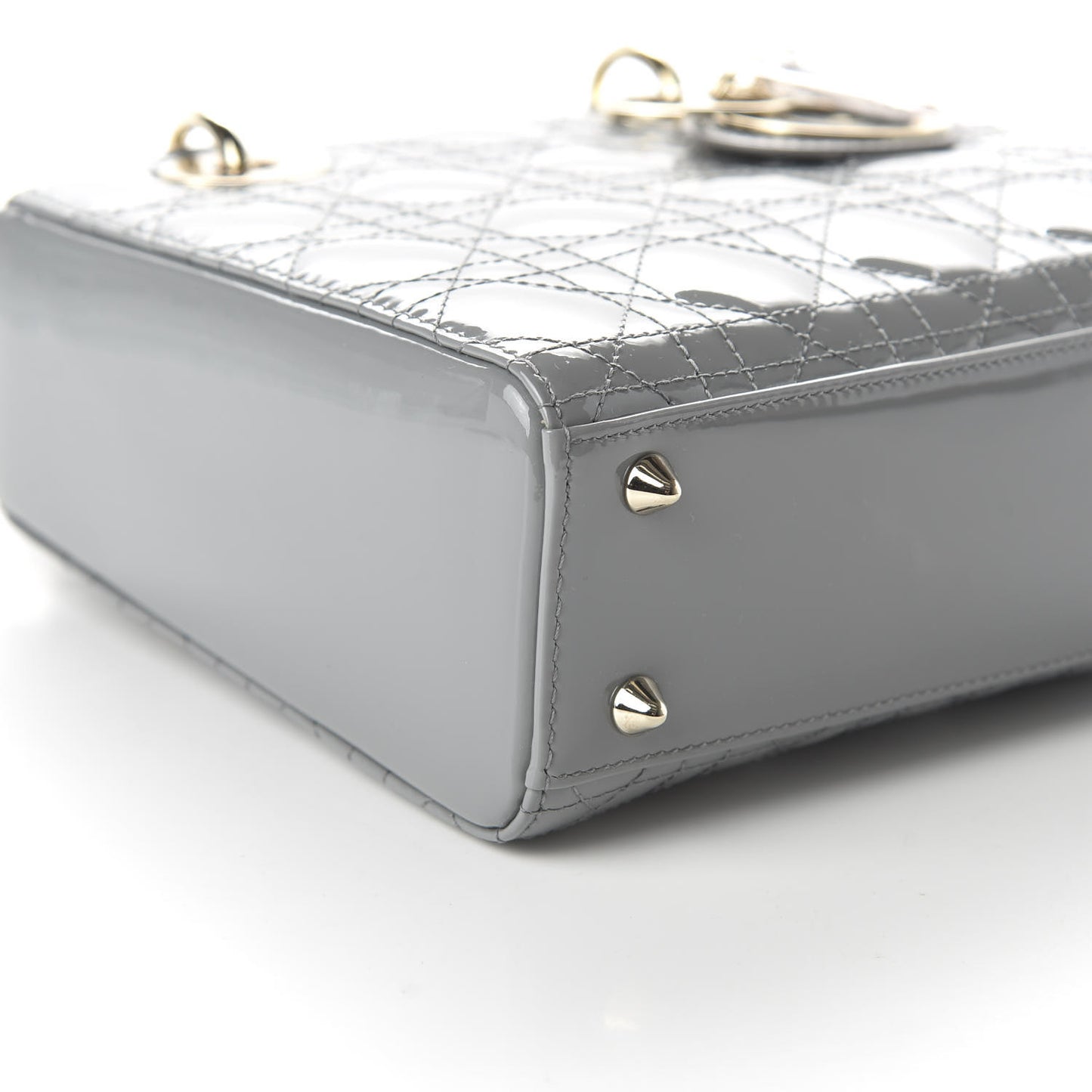 Patent Cannage Small Lady Dior Grey
