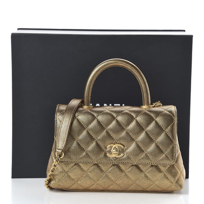 Chanel Metallic Caviar Quilted Mini Coco Handle Flap Gold 10 of 10