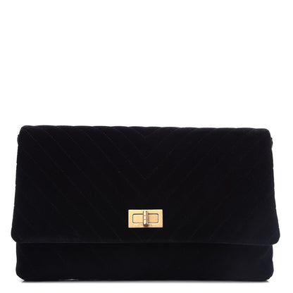 Chanel Velvet Chevron Quilted Reissue 2.55 Clutch Black 1 of 7