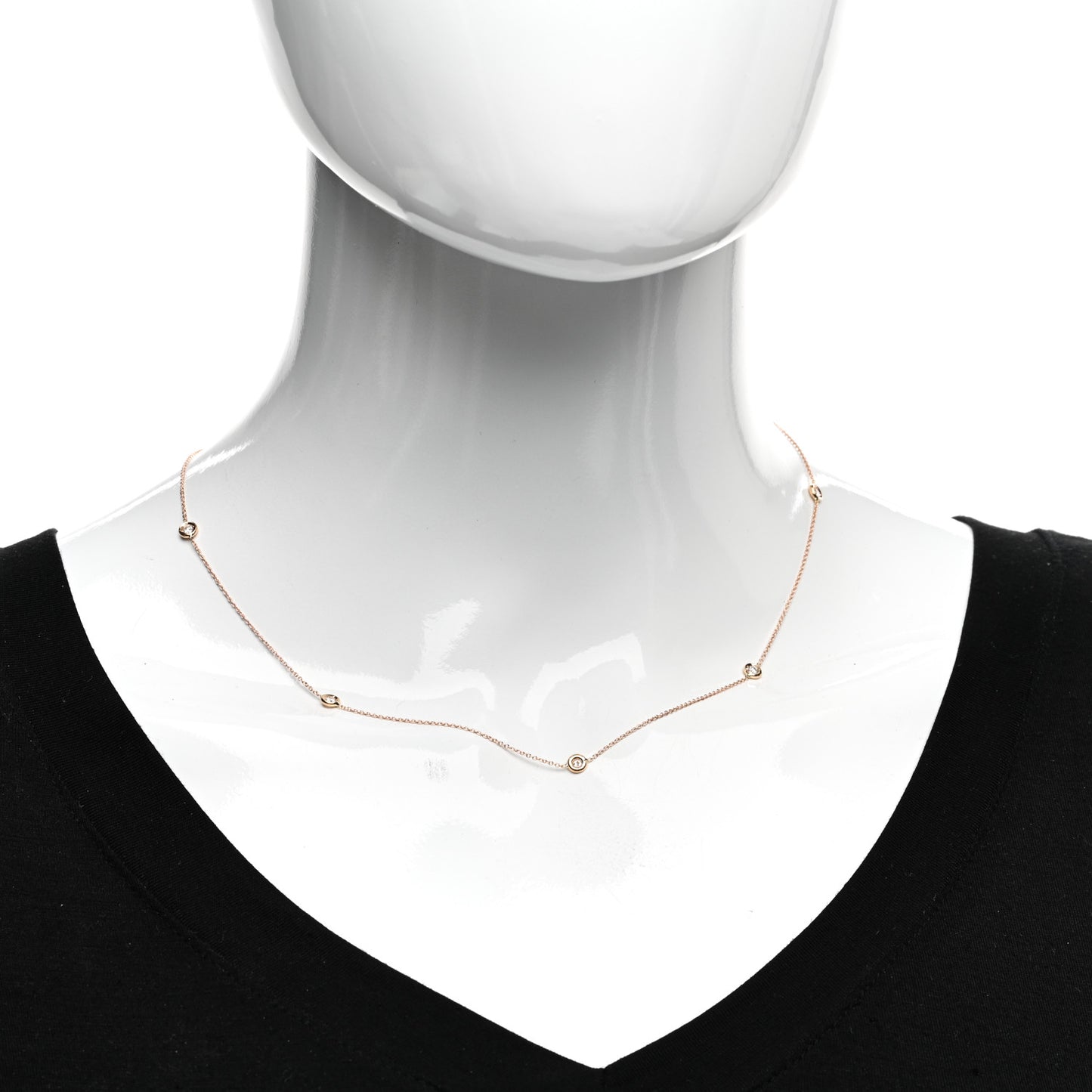 18K Yellow Gold Diamond .23ctw Diamonds By The Inch Five Station Necklace