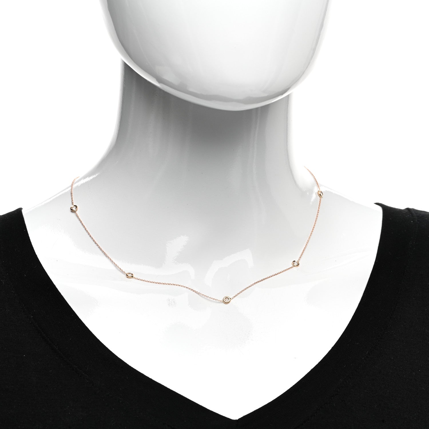 Roberto Coin 18K Yellow Gold Diamond .23ctw Diamonds By The Inch Five Station Necklace 2 of 4