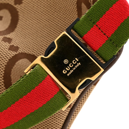 Gucci Monogram Jumbo GG Textured Dollar Calfskin Web Belt Bag Camel Ebony New Acero 11 of 11