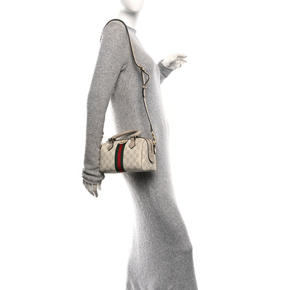 Gucci GG Supreme Monogram Textured Dollar Calfskin Web Ophidia Mini Top Handle Bag Beige Mystic White Oatmeal 2 of 10