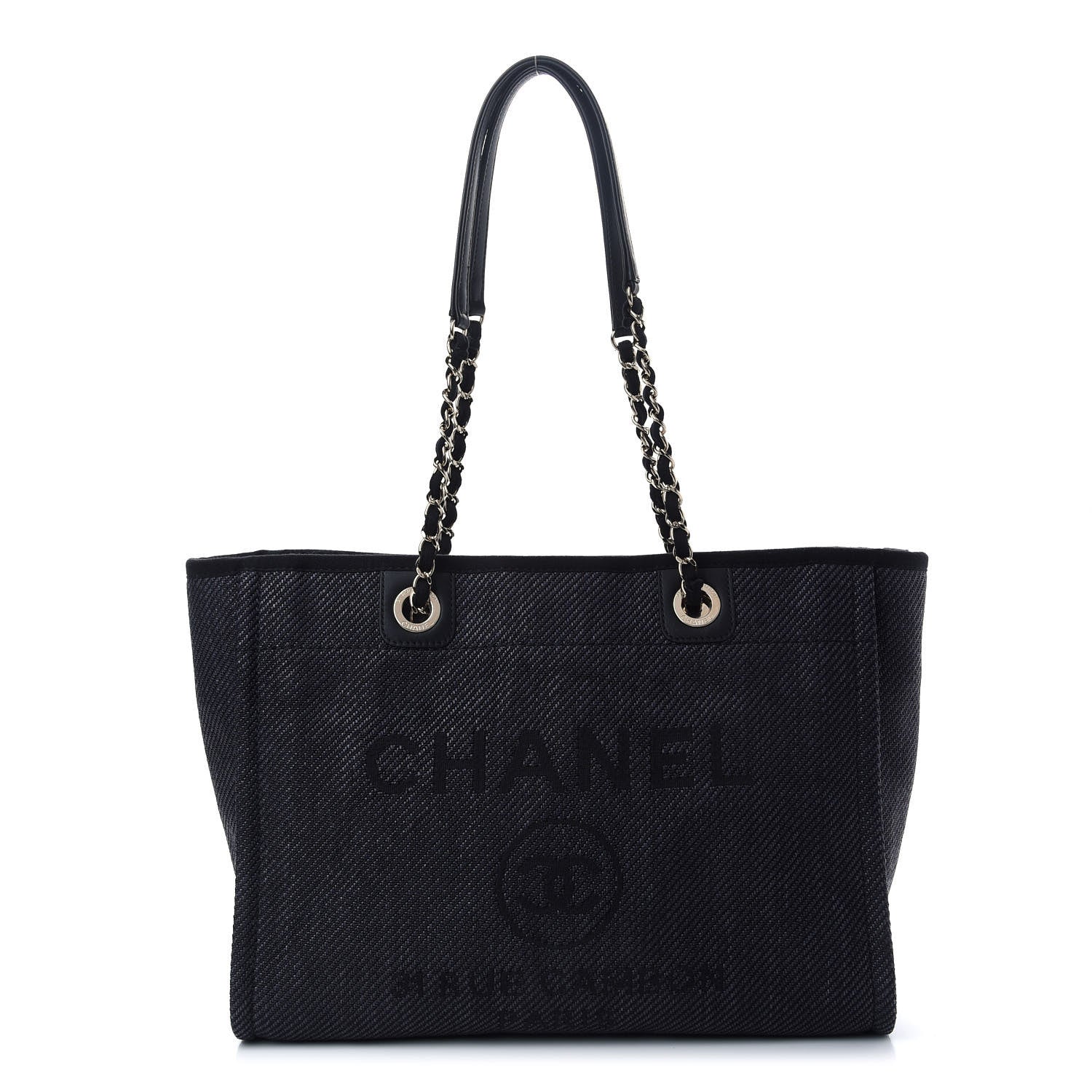Chanel Mixed Fibers Small Deauville Tote Navy Blue 1 of 13