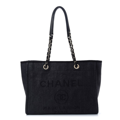 Chanel Mixed Fibers Small Deauville Tote Navy Blue 1 of 13