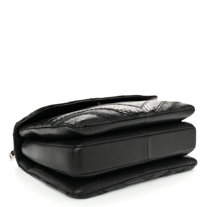 Chanel Calfskin Sheepskin Watersnake Chevron Quilted CC Small Trendy CC Dual Handle Flap Bag Black 6 of 28