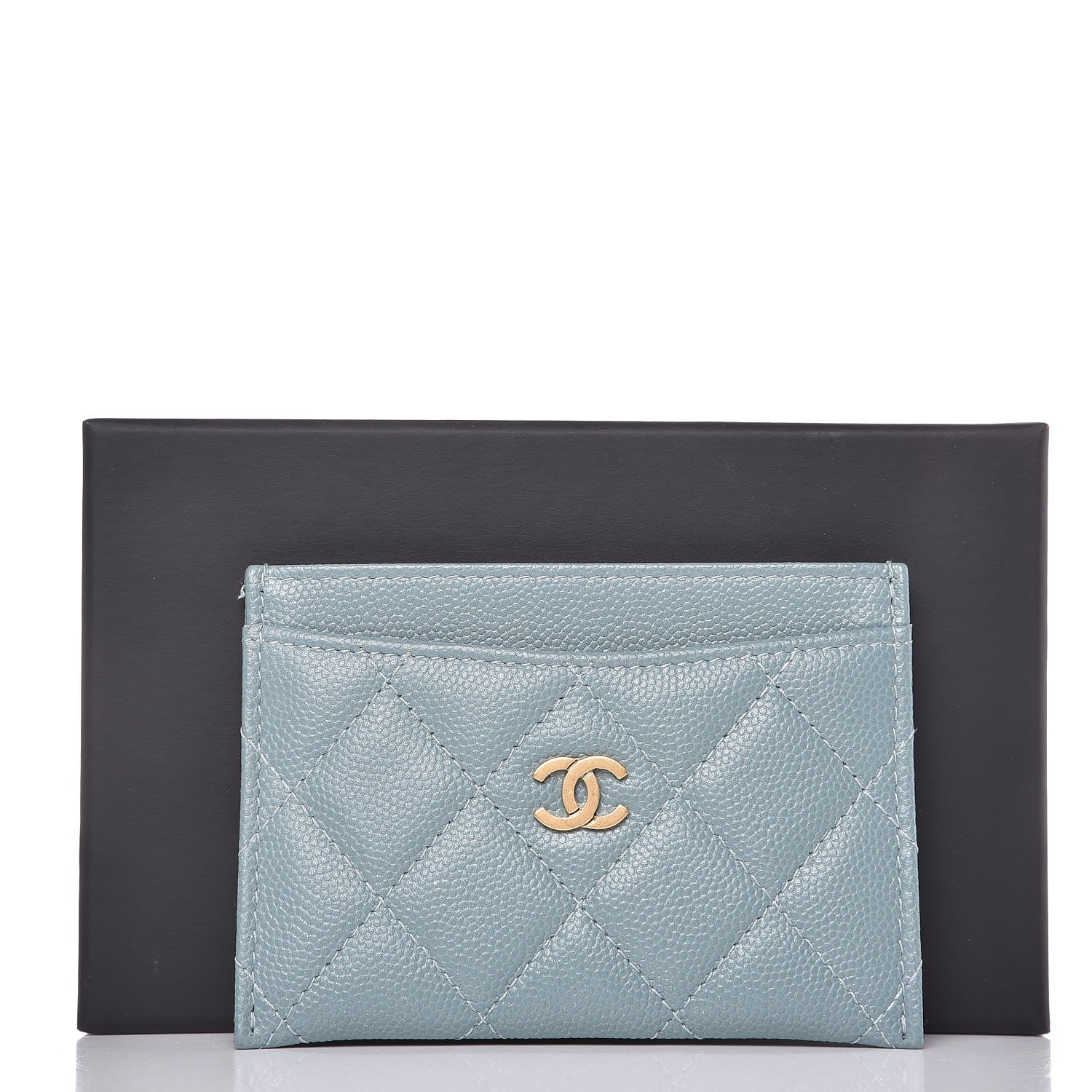 Chanel Iridescent Caviar Quilted Card Holder Light Blue 10 of 10