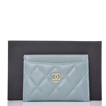 Chanel Iridescent Caviar Quilted Card Holder Light Blue 10 of 10