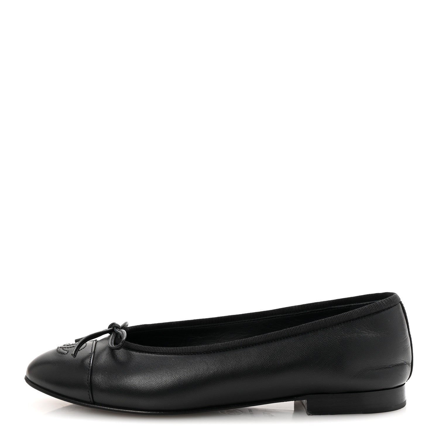 Chanel Lambskin Cap Toe Ballerina Flats 37.5 Black 1 of 11