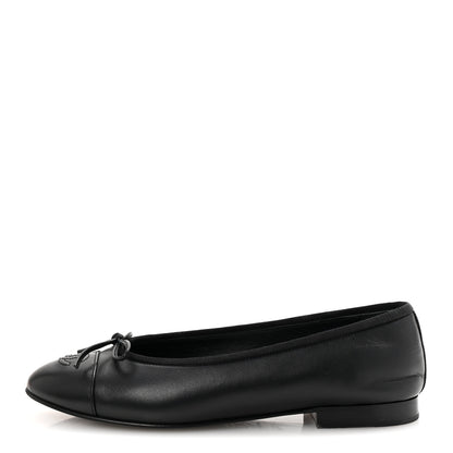 Chanel Lambskin Cap Toe Ballerina Flats 37.5 Black 1 of 11