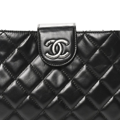 Chanel Glazed Calfskin Quilted Coco Pleats Clutch Black 8 of 8