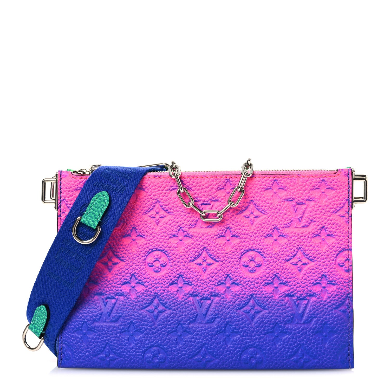 Louis Vuitton Taurillon Illusion Trio Pouch Bleu Rose 1 of 11