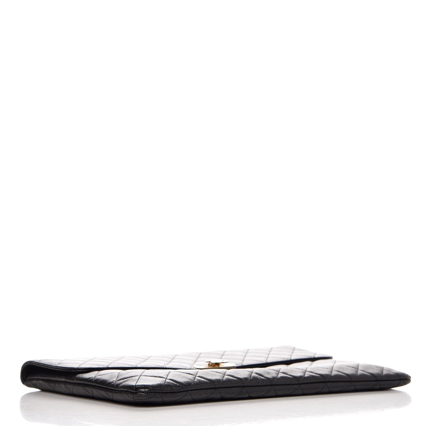 Caviar Quilted Large Golden Class Pouch Black